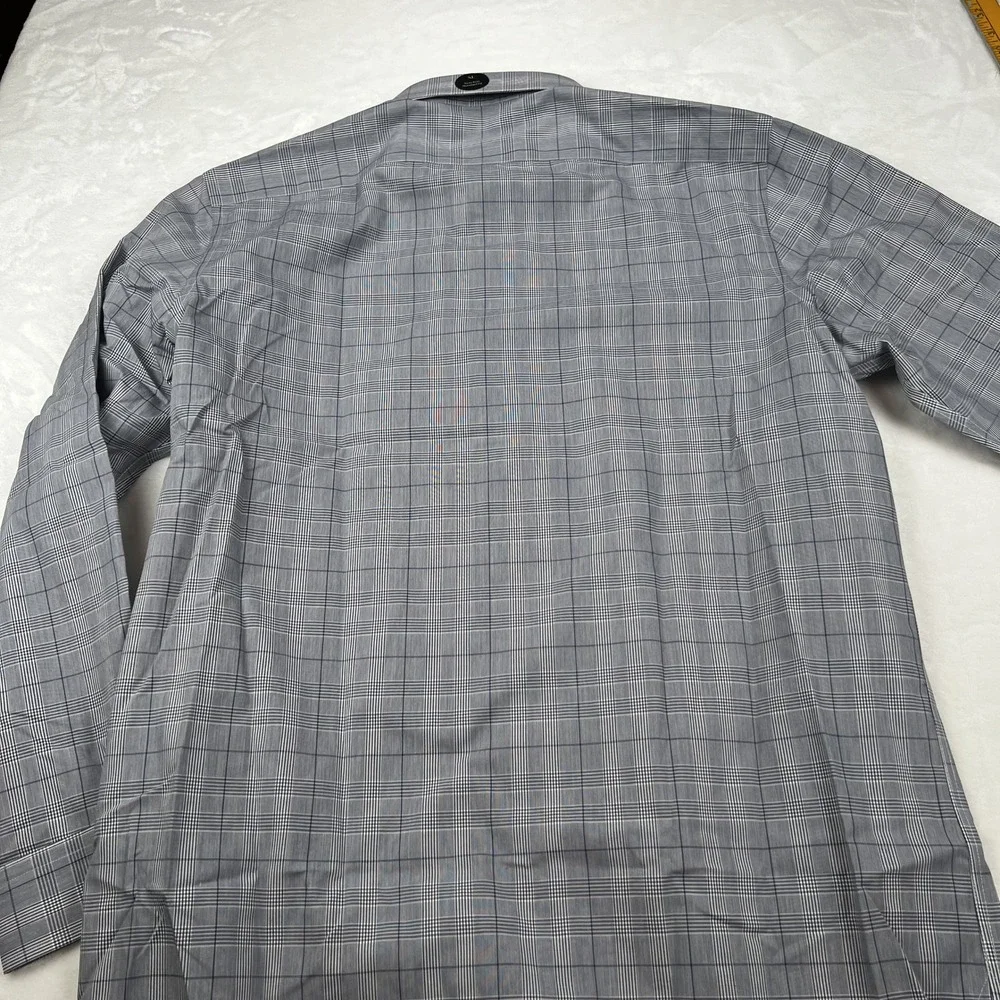 Banana Republic Mens XL Non-Iron Standard Fit Shirt Grey Blue Glen Plaid NWT